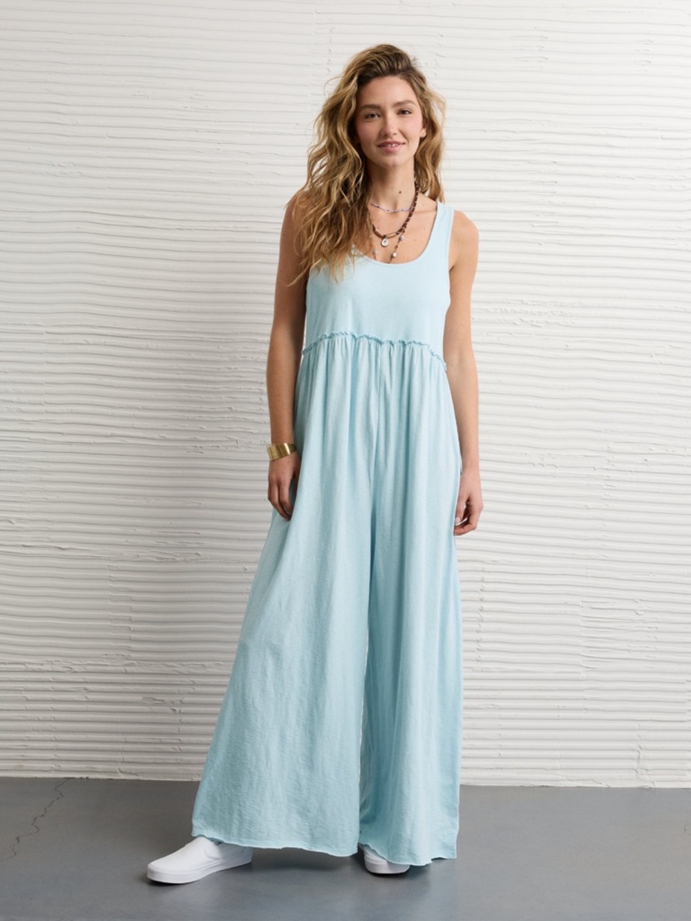 American Eagle Light Blue Sunchaser Scoop Neck Jumpsuit EUC